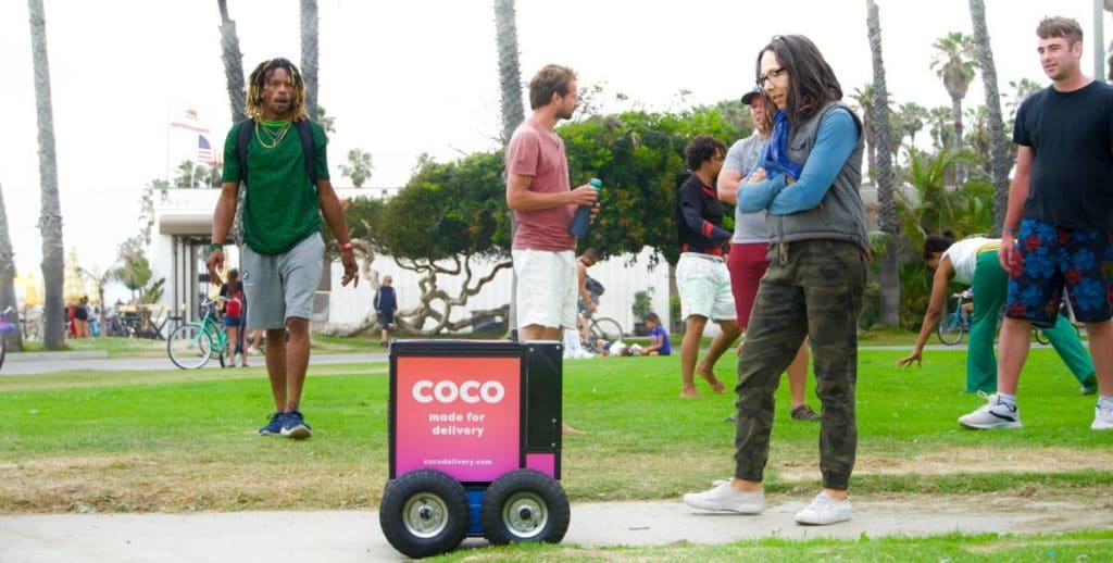 Coco remote-controlled delivery robot in Venice, LA