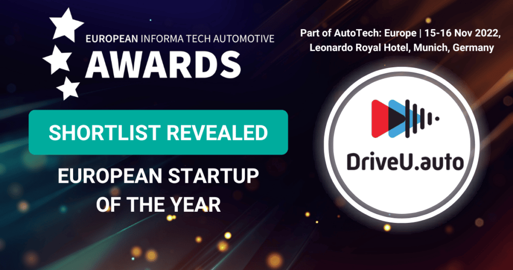 DrivU.auto shortlisted for Informa Tech Automotive European Startup of the Year Award
